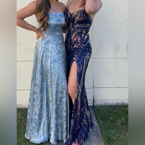 Jules & Cleo sz 12 dress sequin thigh slit low back unaltered - Picture 2 of 5